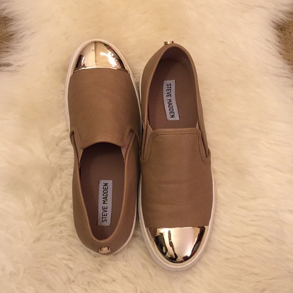 steve madden gold slip on sneakers